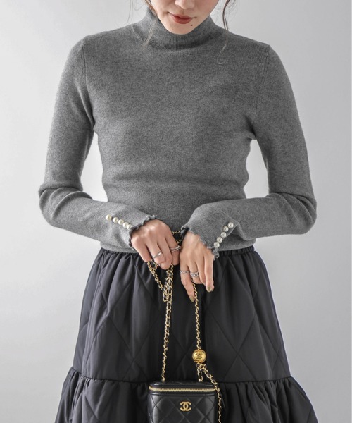 La-gemme（ラジェム）の「メローリブニット（ニット/セーター・レディース・グレー/ベージュ/アイボリー/ブラック・フリー）」の3枚目の写真