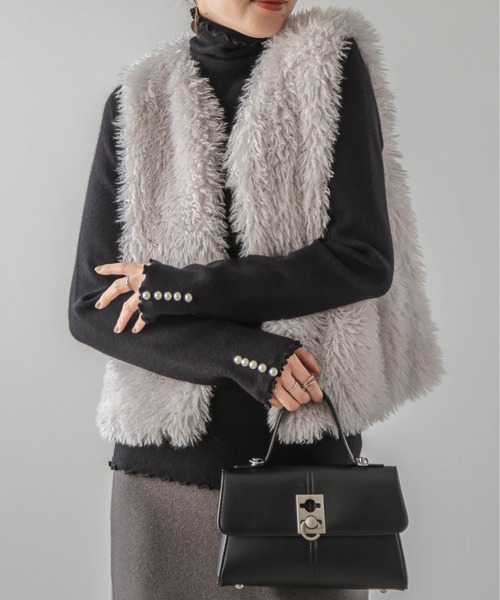 La-gemme（ラジェム）の「メローリブニット（ニット/セーター・レディース・グレー/ベージュ/アイボリー/ブラック・フリー）」の2枚目の写真