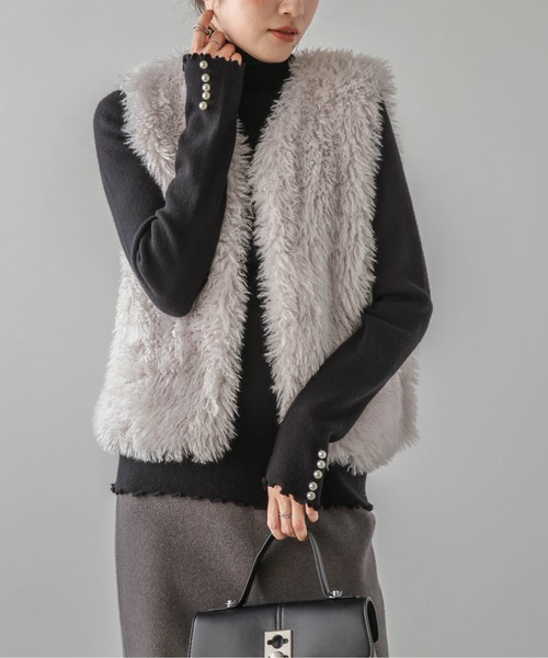 La-gemme（ラジェム）の「メローリブニット（ニット/セーター・レディース・グレー/ベージュ/アイボリー/ブラック・フリー）」の12枚目の写真