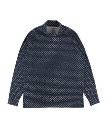 MENS 小紋ロゴプリント 長袖モックネック