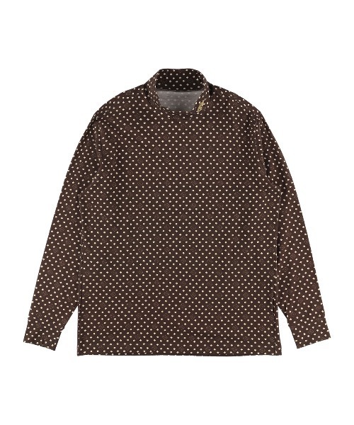 ZOY(ゾーイ)の「MENS 小紋ロゴプリント 長袖モックネック(Tシャツ/カットソー・メンズ・オフホワイト/ブラウン/ネイビー・3/1/4/2)」の1枚目の写真