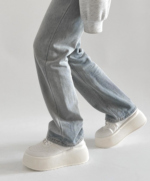 Shoes in Closet(シューズインクローゼット)の「《厚底好き必見》+6.5㎝ 厚底 プラットフォーム プレート付 コートタイプ スニーカー 2428(スニーカー・レディース・ブラック/ホワイト/ブラック×ホワイト/ベージュ/ホワイト×シルバー・LL/L/S/M/XS)」の8枚目の写真