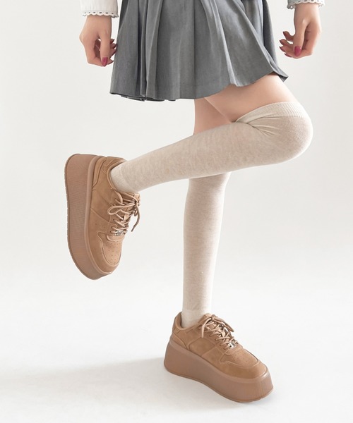 Shoes in Closet(シューズインクローゼット)の「《厚底好き必見》+6.5㎝ 厚底 プラットフォーム プレート付 コートタイプ スニーカー 2428(スニーカー・レディース・ブラック/ホワイト/ブラック×ホワイト/ベージュ/ホワイト×シルバー・LL/L/S/M/XS)」の9枚目の写真
