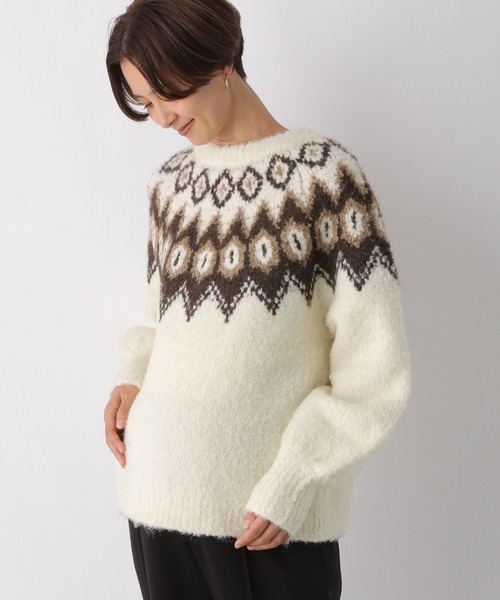 LEPSIM（レプシィム）の「【産前・産後対応】マタニティ／ノルディック2WAYプルオーバー　985978（マタニティウェア/グッズ・レディース・アイボリー/ブルー/ブラック・FREE）」の2枚目の写真