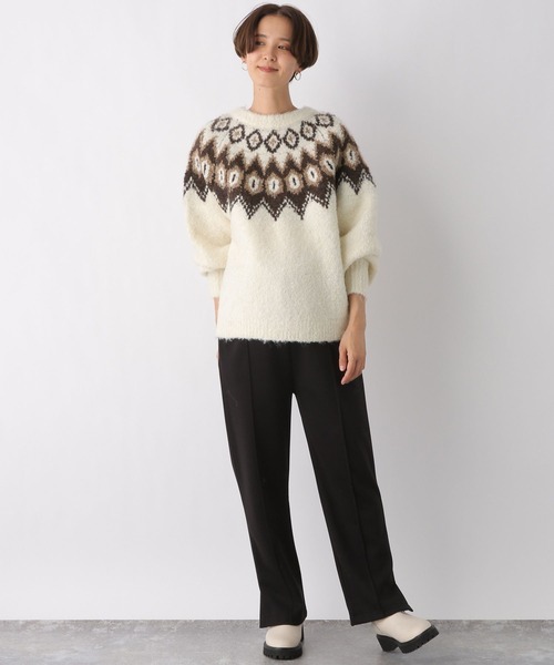 LEPSIM（レプシィム）の「【産前・産後対応】マタニティ／ノルディック2WAYプルオーバー　985978（マタニティウェア/グッズ・レディース・アイボリー/ブルー/ブラック・FREE）」の4枚目の写真