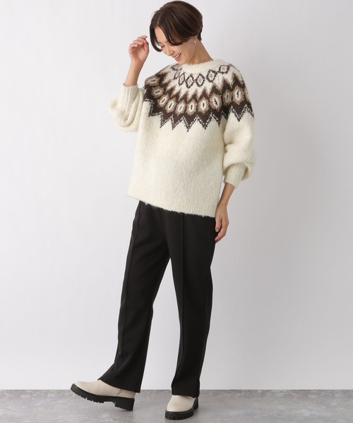 LEPSIM（レプシィム）の「【産前・産後対応】マタニティ／ノルディック2WAYプルオーバー　985978（マタニティウェア/グッズ・レディース・アイボリー/ブルー/ブラック・FREE）」の5枚目の写真