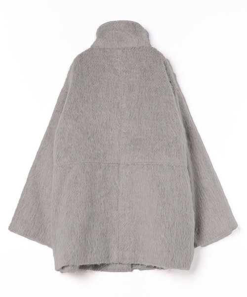 シャギースタンドカラーコート / ミドル丈 ウールコート シャギー