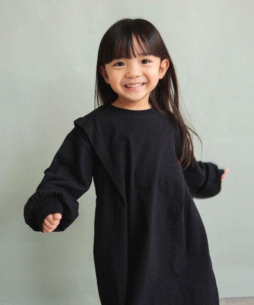 DRC branshes（ディーアールシーブランシェス）の「【WEB限定/DRC/お肌に嬉しい綿100％】肩タック長袖ワンピース（ワンピース・キッズ・ブルーグレー/ブラック/フューシャピンク/チャコールグレー/ブラウン・120/150/100/140/110/130）」の22枚目の写真