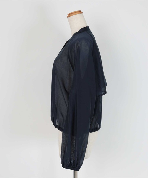 UR'S（ユアーズ）の「ドローストリングシアーブルゾン（ブルゾン・レディース・ネイビー/ブラック/アイボリー/ブラウン・S/M/L）」の11枚目の写真