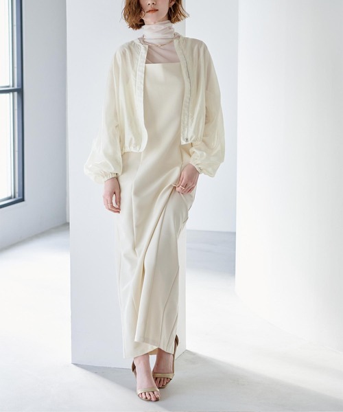 UR'S（ユアーズ）の「ドローストリングシアーブルゾン（ブルゾン・レディース・ネイビー/ブラック/アイボリー/ブラウン・S/M/L）」の5枚目の写真