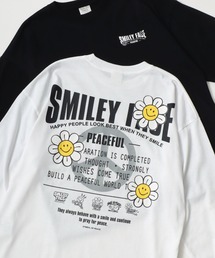 SMILEY FACE | SMILEY FACE/スマイリーフェイス オーバーサイズ 袖プリント バックプリント ロゴ ワンポイント ロングスリーブTシャツ/吸水速乾 UVカット ロンT/レディース メンズ(Tシャツ/カットソー)