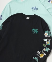 SMILEY FACE/スマイリーフェイス オーバーサイズ 袖プリント バックプリント ロゴ ワンポイント ロングスリーブTシャツ/吸水速乾 UVカット ロンT/レディース メンズ