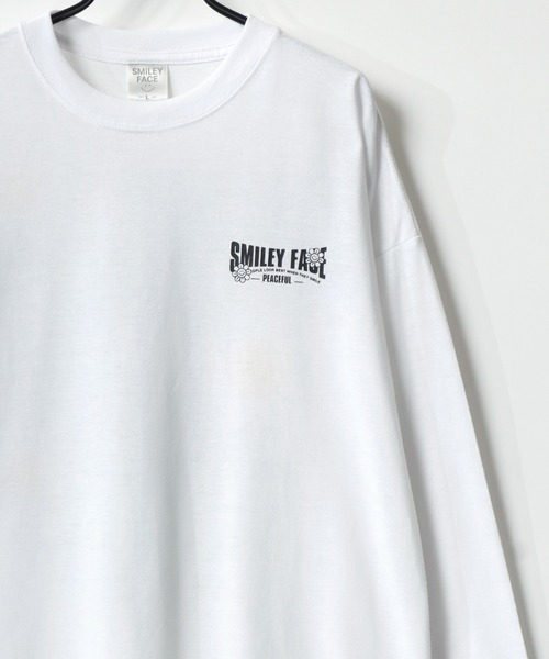SMILEY FACE（スマイリーフェイス）の「SMILEY FACE/スマイリーフェイス オーバーサイズ 袖プリント バックプリント ロゴ ワンポイント ロングスリーブTシャツ/吸水速乾 UVカット ロンT/レディース メンズ（Tシャツ/カットソー・レディース・ホワイト系その他/ラベンダー/スミクロ/ミント/ホワイト/ブラック系その他/ブラック/ネイビー・L/M/LL）」の11枚目の写真