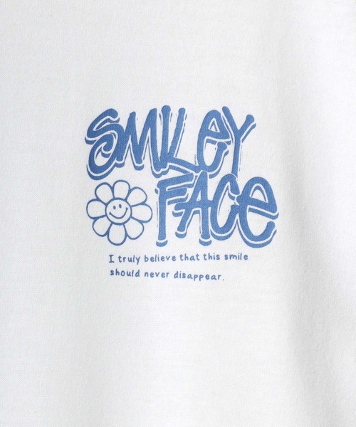 SMILEY FACE（スマイリーフェイス）の「SMILEY FACE/スマイリーフェイス オーバーサイズ 袖プリント バックプリント ロゴ ワンポイント ロングスリーブTシャツ/吸水速乾 UVカット ロンT/レディース メンズ（Tシャツ/カットソー・レディース・ホワイト系その他/ラベンダー/スミクロ/ミント/ホワイト/ブラック系その他/ブラック/ネイビー・L/M/LL）」の22枚目の写真