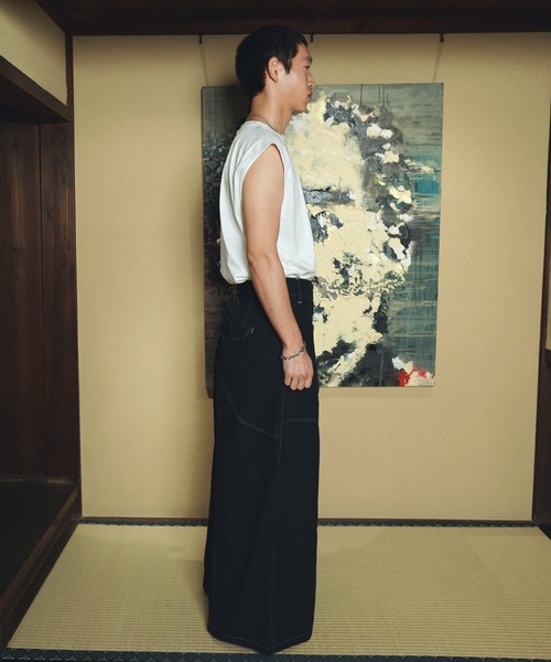 Aphlotus(アプロタス)の「ステッチ配色 ハカマデザイン フレアパンツ(その他パンツ・メンズ・ブラック/アイボリー・MEDIUM/LARGE)」の19枚目の写真