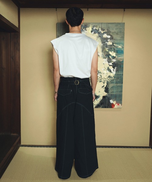 PHILOSOPHY ステッチデザイン カウレザー フレア パンツ N817 PHILOSOPHY ステッチデザイン カウレザー フレア パンツ N817