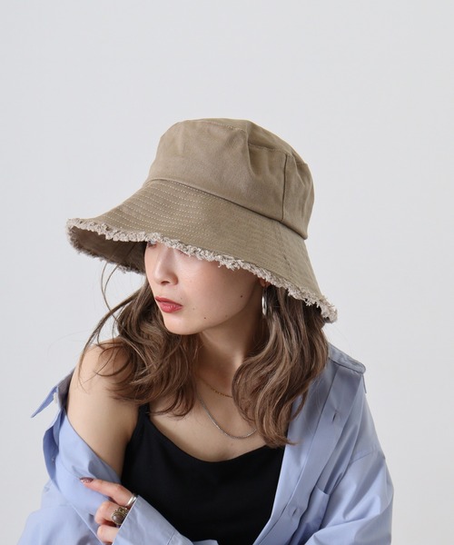 FUNALIVE（ファンアライブ）の「PAGE ONE ＵＶキャンバスフリンジハット（ハット・レディース・グレイッシュベージュ/ミント/イエロー/キナリ/ブラック・FREE）」の3枚目の写真