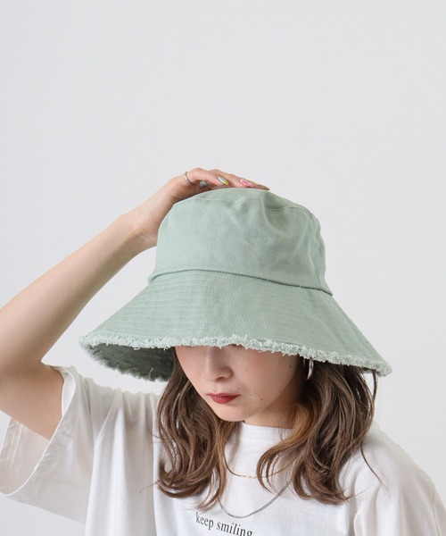 FUNALIVE（ファンアライブ）の「PAGE ONE ＵＶキャンバスフリンジハット（ハット・レディース・グレイッシュベージュ/ミント/イエロー/キナリ/ブラック・FREE）」の4枚目の写真