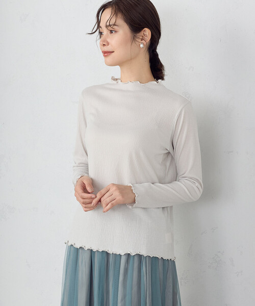 COMME CA ISM（コムサイズム）の「ボトルネック　カットソー（Tシャツ/カットソー・レディース・ブラック/グレイッシュベージュ/ホワイト・LARGE/MEDIUM）」の3枚目の写真