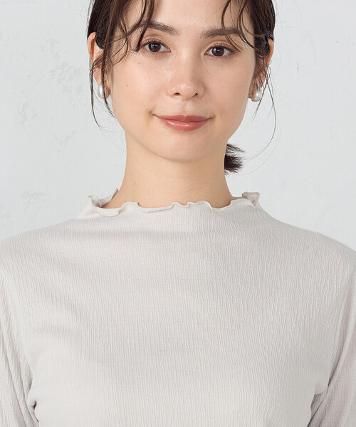COMME CA ISM（コムサイズム）の「ボトルネック　カットソー（Tシャツ/カットソー・レディース・ブラック/グレイッシュベージュ/ホワイト・LARGE/MEDIUM）」の9枚目の写真