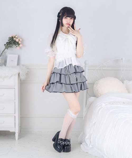 Pal elfy(パルエルフィー)の「2連チェーン付きティアードスカート(スカート・レディース・ピンク/ブラック系その他/ブラック・フリー)」の5枚目の写真