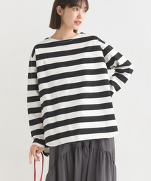 OMNES | 10番単ボーダー裾ラウンド長袖Tシャツ(Tシャツ/カットソー)