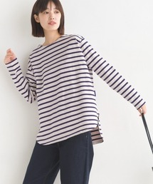 OMNES | 10番単ボーダー裾ラウンド長袖Tシャツ(Tシャツ/カットソー)