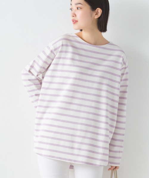 OMNES（オムネス）の「10番単ボーダー裾ラウンド長袖Tシャツ（Tシャツ/カットソー・レディース・ベージュ系その他/ホワイト系その他3/ホワイト系その他/ホワイト×ブルー/ホワイト×ブラック/ホワイト系その他2/ピンク系その他・FREE）」の15枚目の写真