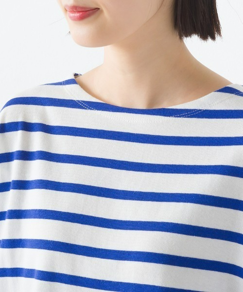 OMNES（オムネス）の「10番単ボーダー裾ラウンド長袖Tシャツ（Tシャツ/カットソー・レディース・ベージュ系その他/ホワイト系その他3/ホワイト系その他/ホワイト×ブルー/ホワイト×ブラック/ホワイト系その他2/ピンク系その他・FREE）」の9枚目の写真