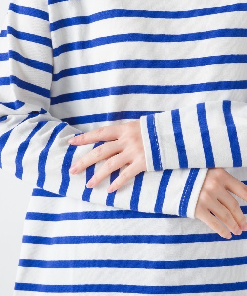 OMNES（オムネス）の「10番単ボーダー裾ラウンド長袖Tシャツ（Tシャツ/カットソー・レディース・ベージュ系その他/ホワイト系その他3/ホワイト系その他/ホワイト×ブルー/ホワイト×ブラック/ホワイト系その他2/ピンク系その他・FREE）」の11枚目の写真