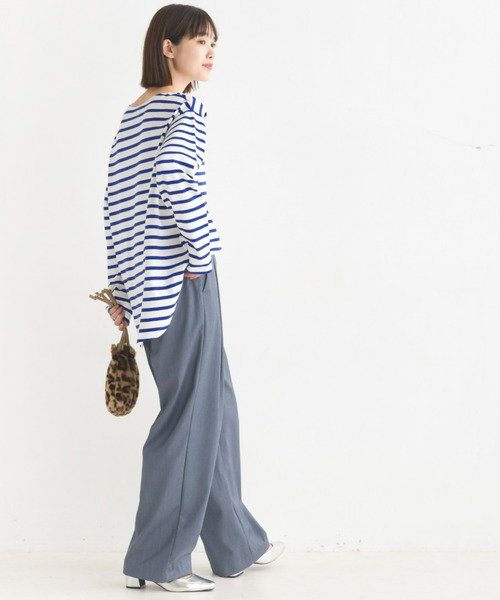 OMNES（オムネス）の「10番単ボーダー裾ラウンド長袖Tシャツ（Tシャツ/カットソー・レディース・ベージュ系その他/ホワイト系その他3/ホワイト系その他/ホワイト×ブルー/ホワイト×ブラック/ホワイト系その他2/ピンク系その他・FREE）」の20枚目の写真