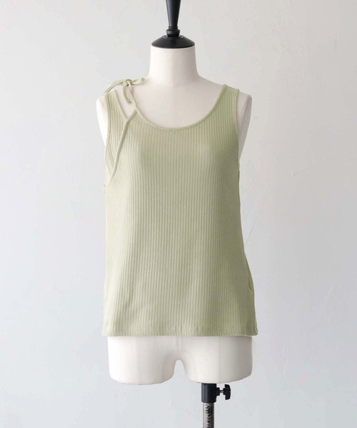 CLEIO(クレイオ)の「【CLEIO】前後2WAYアシンメトリータンクトップ(Tシャツ/カットソー・レディース・ホワイト/ブラック/ライトオリーブ・FREE)」の10枚目の写真