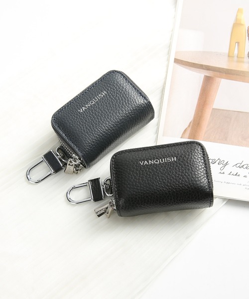 VANQUISH（ヴァンキッシュ）の「【VANQUISH/ヴァンキッシュ　本革スマートキーケース 車 ダブルファスナー ダブル ポケット キーチェーン ファスナー カラビナ ギフト（キーケース/キーアクセサリー・メンズ・ネイビー/ブラック/ダークグリーン・FREE）」の6枚目の写真