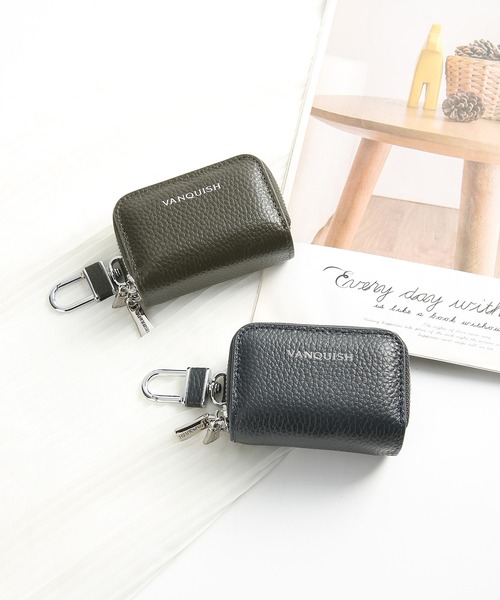 VANQUISH（ヴァンキッシュ）の「【VANQUISH/ヴァンキッシュ　本革スマートキーケース 車 ダブルファスナー ダブル ポケット キーチェーン ファスナー カラビナ ギフト（キーケース/キーアクセサリー・メンズ・ネイビー/ブラック/ダークグリーン・FREE）」の7枚目の写真