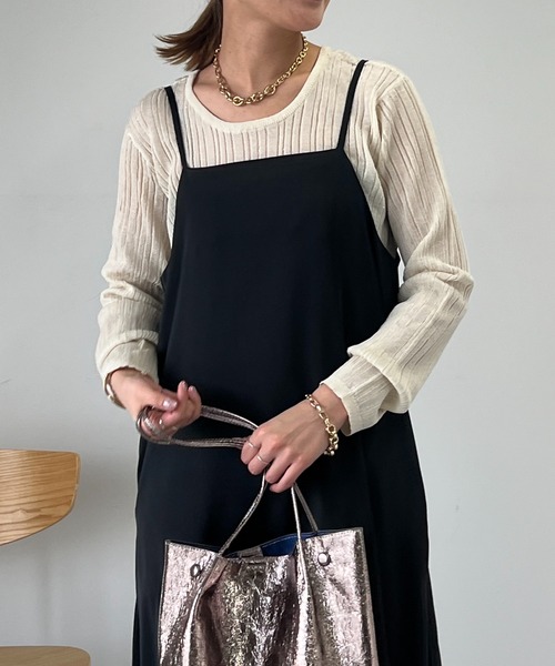 un dix cors（アンディコール）の「ランダムテレコシンプルニット（ニット/セーター・レディース・グリーン系その他/オフホワイト/ブラック・FREE）」の4枚目の写真