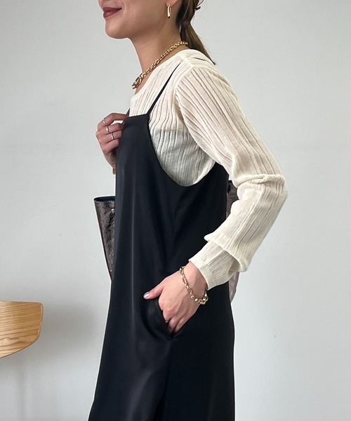 un dix cors（アンディコール）の「ランダムテレコシンプルニット（ニット/セーター・レディース・グリーン系その他/オフホワイト/ブラック・FREE）」の6枚目の写真