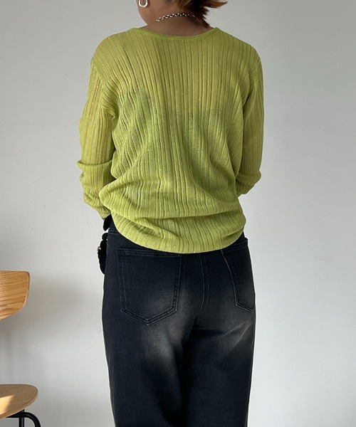 un dix cors（アンディコール）の「ランダムテレコシンプルニット（ニット/セーター・レディース・グリーン系その他/オフホワイト/ブラック・FREE）」の18枚目の写真