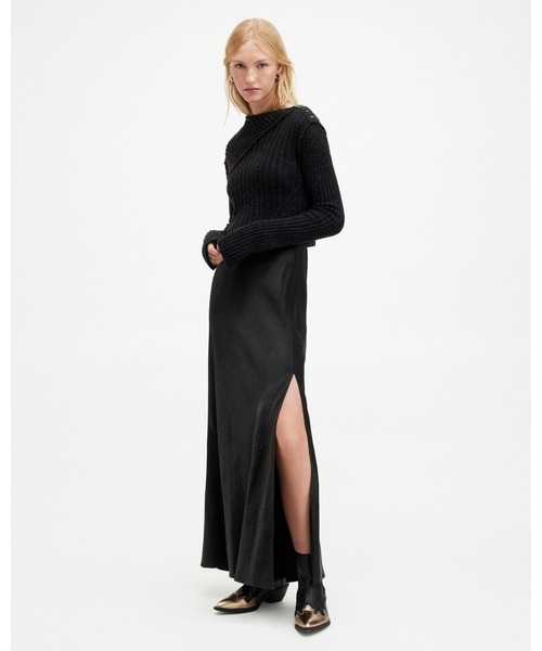 ALLSAINTS(オールセインツ)の「AMOS 2-IN-1 SATIN MAXI DRESS | AMOS 2-IN-1 サテン マキシ ドレス・ワンピース(ワンピース・レディース・ブラック・XS/S/M/L)」の10枚目の写真