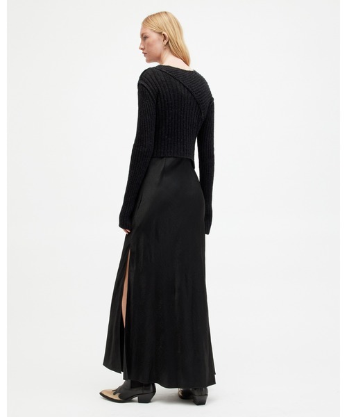 ALLSAINTS(オールセインツ)の「AMOS 2-IN-1 SATIN MAXI DRESS | AMOS 2-IN-1 サテン マキシ ドレス・ワンピース(ワンピース・レディース・ブラック・XS/S/M/L)」の11枚目の写真