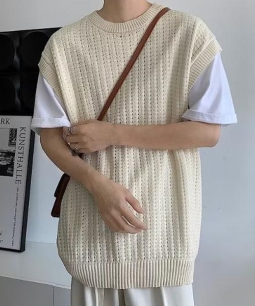 Anchor Smith（アンカー スミス）の「オーバーサイズメッシュニットベスト（ベスト・メンズ・アイボリー/ブラック・XL/L/M）」の20枚目の写真