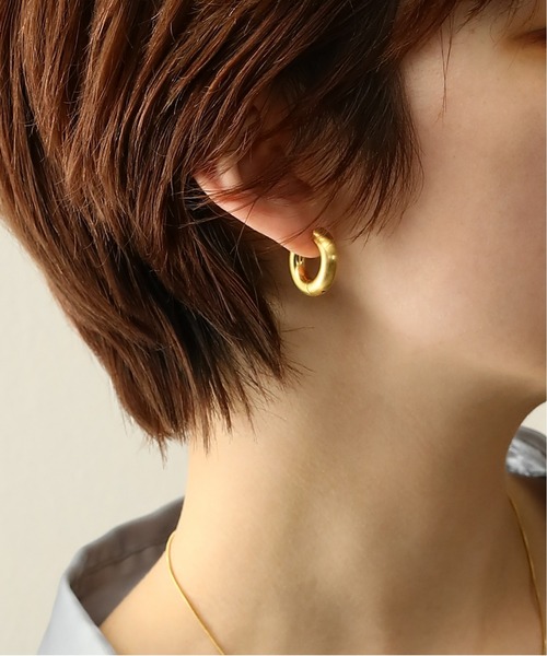 フランス製フープピアス セール】金属アレルギー対応 マットボリュームフープピアス