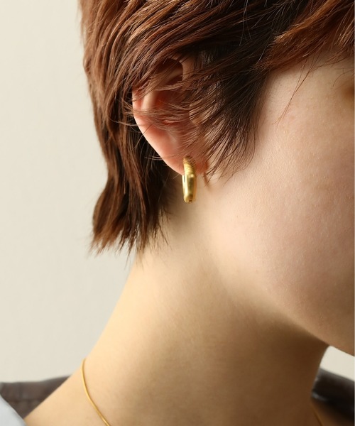 金属アレルギー対応 マットボリュームフープピアス 20mm