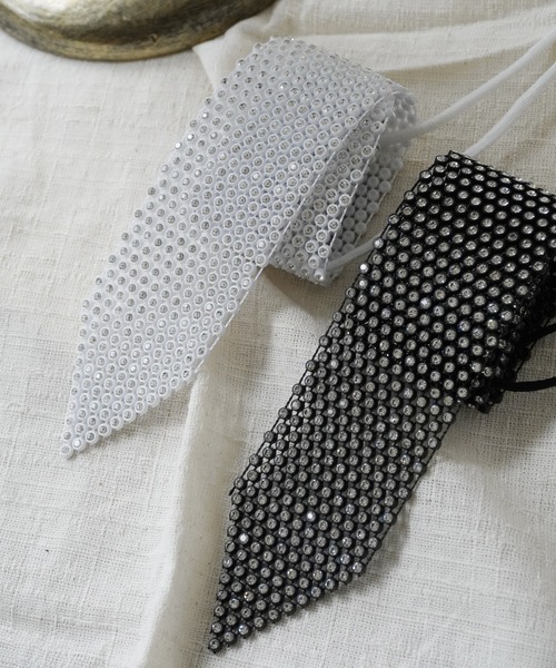 Port（ポート）の「ラインストーン メッシュ ネクタイ_（ネクタイ・レディース・ブラック/ホワイト・FREE）」の4枚目の写真