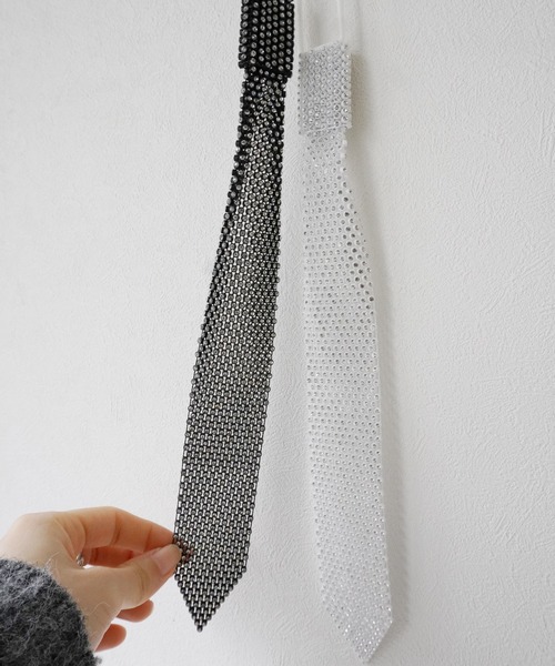 Port（ポート）の「ラインストーン メッシュ ネクタイ_（ネクタイ・レディース・ブラック/ホワイト・FREE）」の5枚目の写真