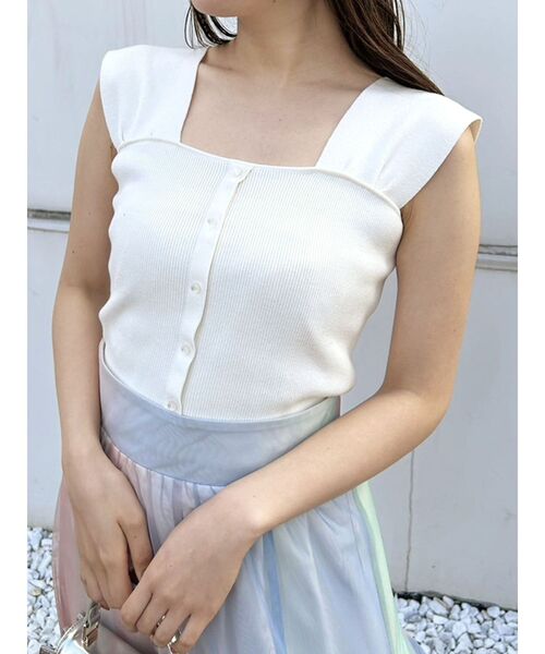 MERCURYDUO（マーキュリーデュオ）の「2WAYプチスリーブコンパクトニット（ニット/セーター・レディース・ブラック/レッド/オフホワイト/ベビーピンク・FREE）」の2枚目の写真