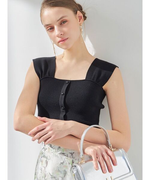 MERCURYDUO（マーキュリーデュオ）の「2WAYプチスリーブコンパクトニット（ニット/セーター・レディース・ブラック/レッド/オフホワイト/ベビーピンク・FREE）」の3枚目の写真