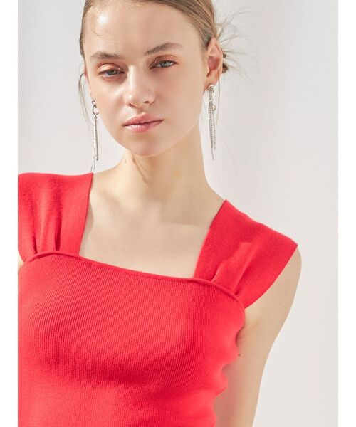 MERCURYDUO（マーキュリーデュオ）の「2WAYプチスリーブコンパクトニット（ニット/セーター・レディース・ブラック/レッド/オフホワイト/ベビーピンク・FREE）」の8枚目の写真