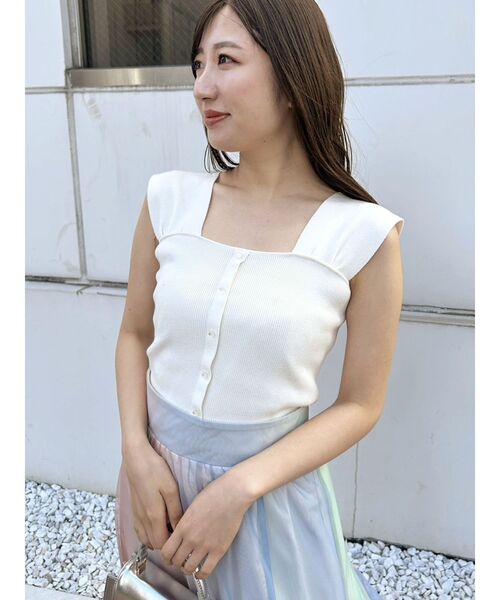 MERCURYDUO（マーキュリーデュオ）の「2WAYプチスリーブコンパクトニット（ニット/セーター・レディース・ブラック/レッド/オフホワイト/ベビーピンク・FREE）」の22枚目の写真