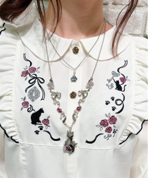 axes femme(アクシーズファム)の「猫モチーフ×リボンネックレス(ネックレス・レディース・シルバー/ゴールド・FREE)」の2枚目の写真