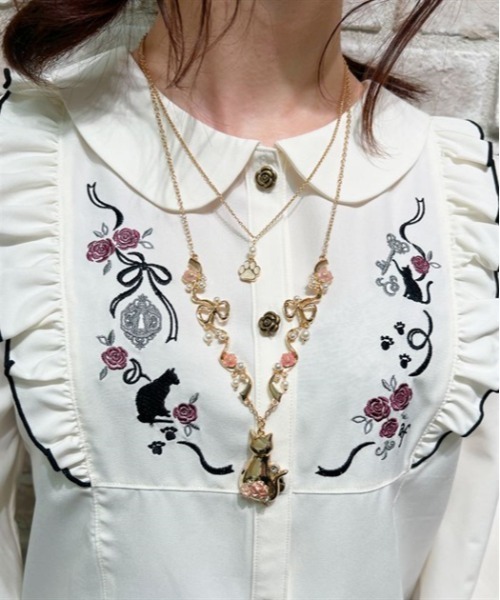 axes femme(アクシーズファム)の「猫モチーフ×リボンネックレス(ネックレス・レディース・シルバー/ゴールド・FREE)」の1枚目の写真